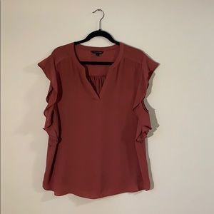 banana republic V- neck, ruffle sleeveless blouse